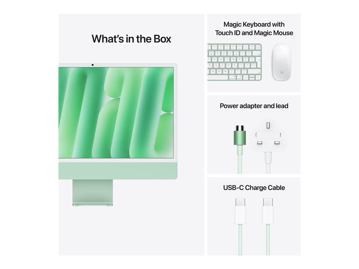 24-inch iMac with Retina 4.5K display: Apple M4 chip with 10‑core CPU and 10‑core GPU, 16GB, 256GB SSD - Green