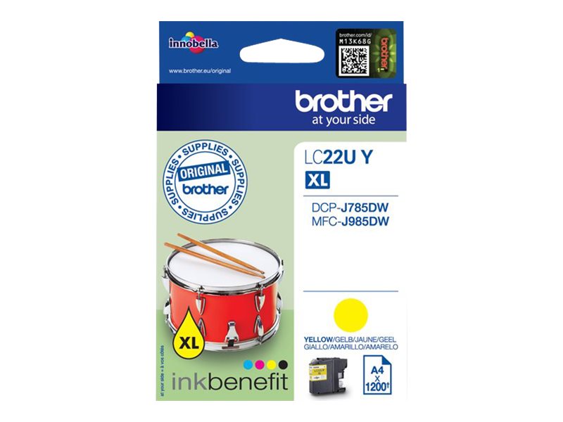 BROTHER LC22UY Cartouche de encre Jaune 1200 pages pour DCP-J785DW et MFC-J985DW