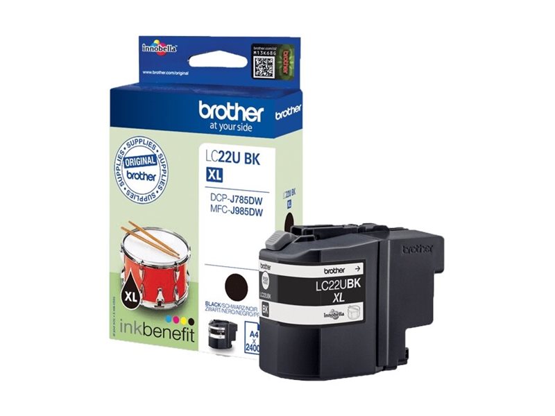 BROTHER LC22UBK Cartouche de encre Noir, 2400 pages pour DCP-J785DW et MFC-J985DW
