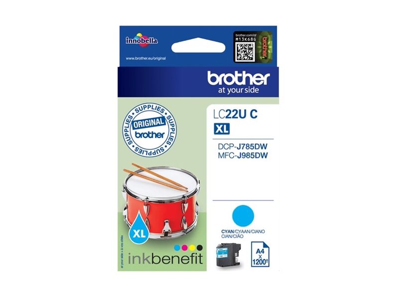 BROTHER LC22UC Cartouche de encre Cyan, 1200 pages pour DCP-J785DW et MFC-J985DW