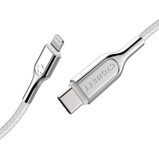 Cygnett Armoured Braided Lightning to USB-C Cable 1m White