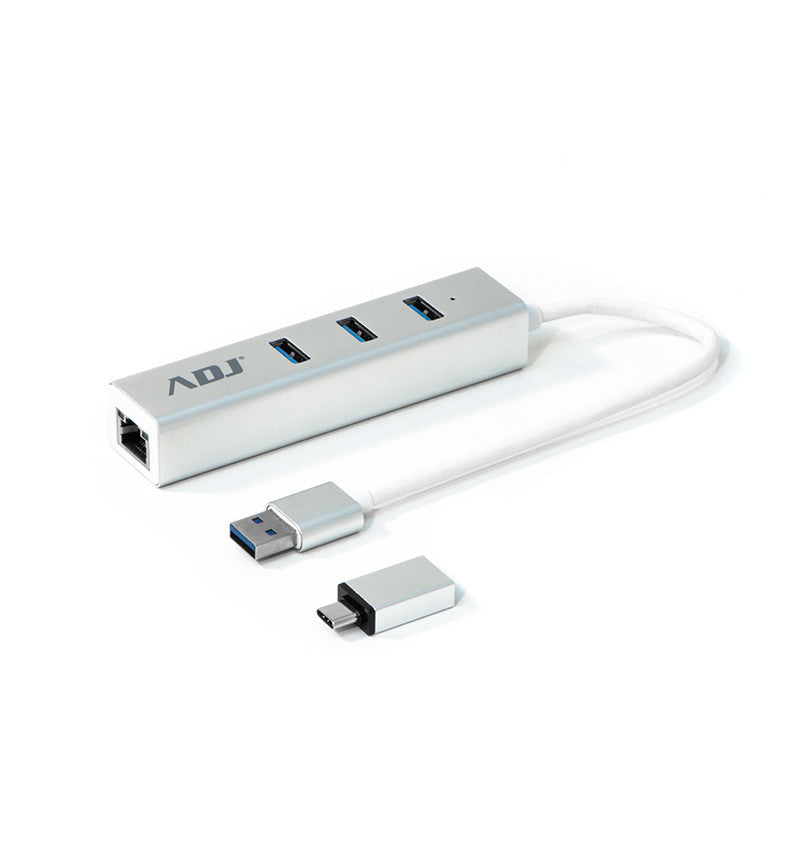 ADJ - Hub USB 3/USB C Multiport - 3 x USB 3.1 + RJ45 incl adapt