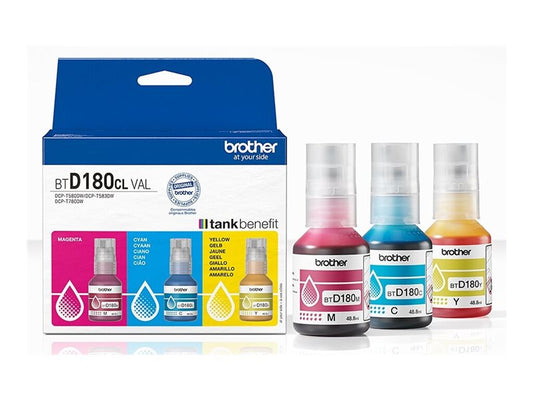 BROTHER CMY value pack ink 3 bottles yield up to 5.000 pages each