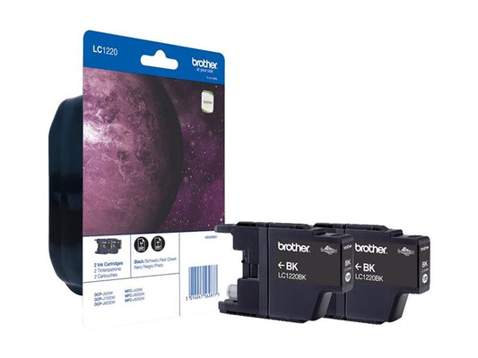 BROTHER LC-1220 cartouche d encre noir capacité standard 2 x 300 pages 1-pack blister sans alarme