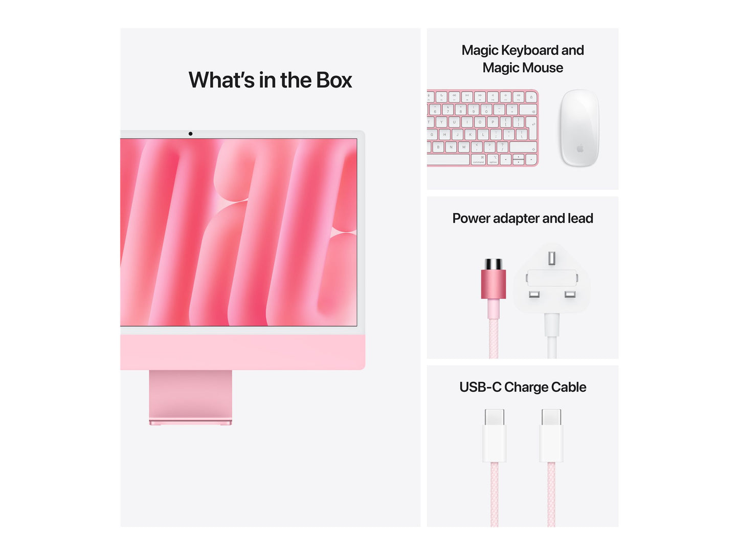 24-inch iMac with Retina 4.5K display: Apple M4 chip with 10‑core CPU and 10‑core GPU, 16GB, 256GB SSD - Pink